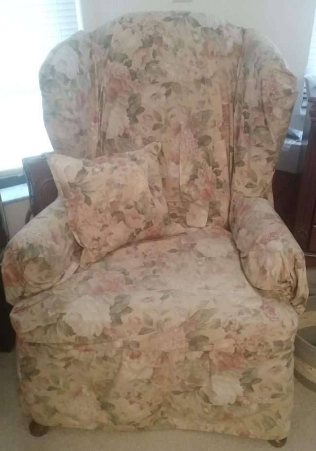 Shabby Chic style slipcover for wingback chair