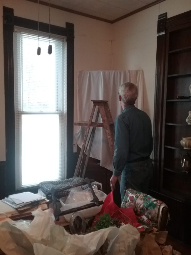 Dave looking at dining room corner