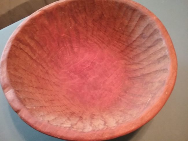 hand carved round dough bowl