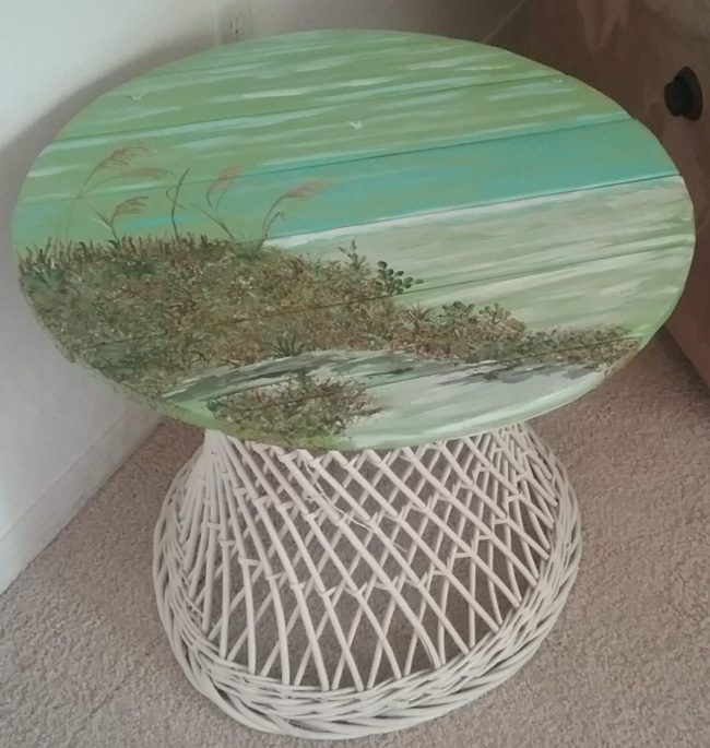 Hand painted wicker table