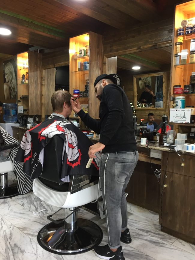 getting a haircut at a barber shop in Limassol Cyrprus