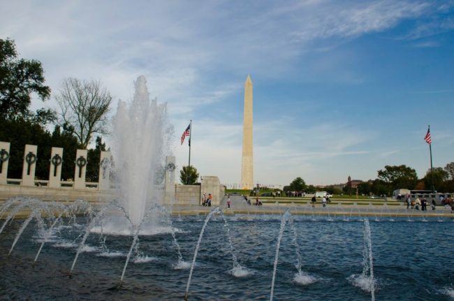 WW2 Memorial with The Washington Memorial in background