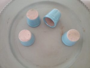 little blue terra cotta flower pots