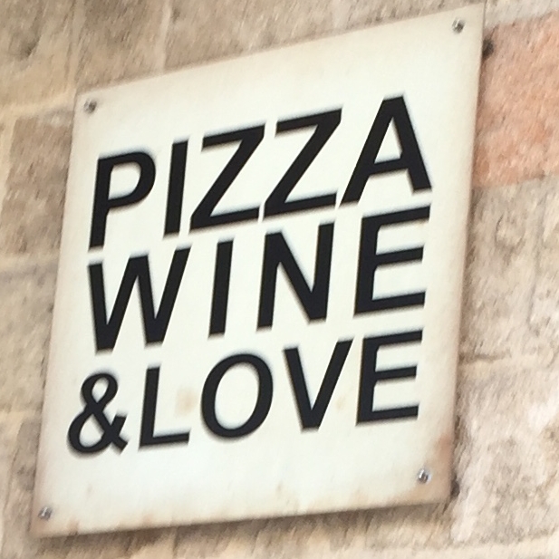 Pizza Wine Love sign - Athens Greece