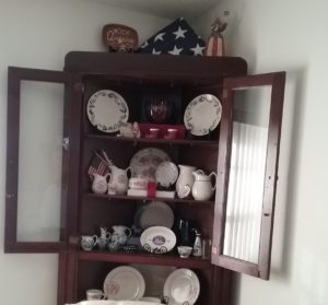 Corner Cabinet Styled for Christmas