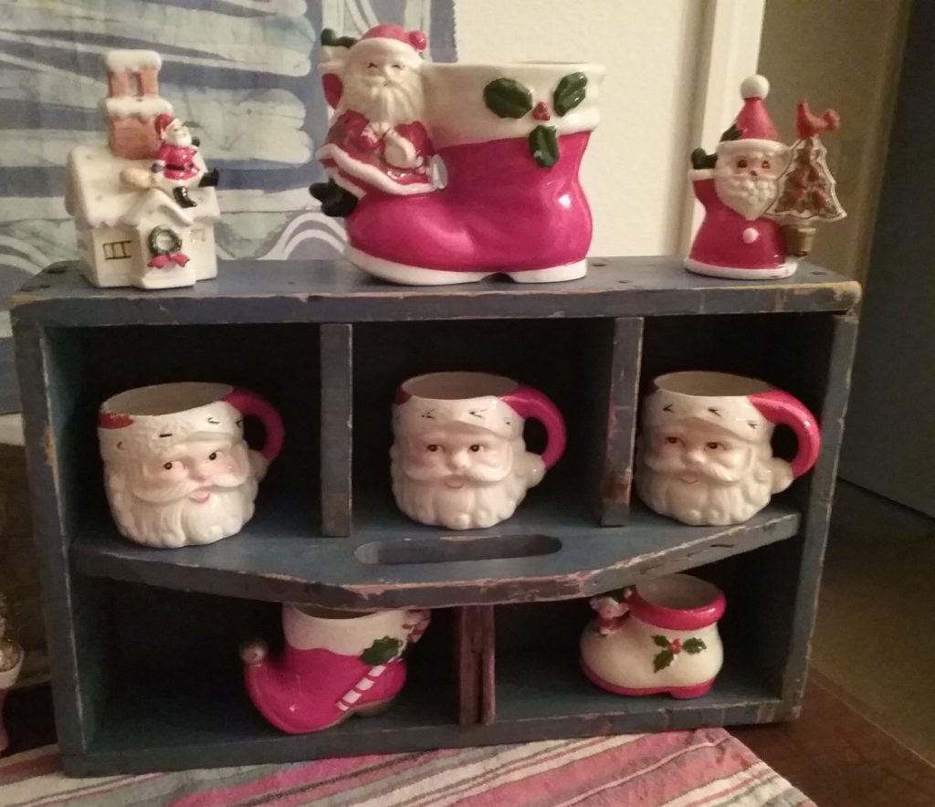 Vintage Christmas mugs & boots
