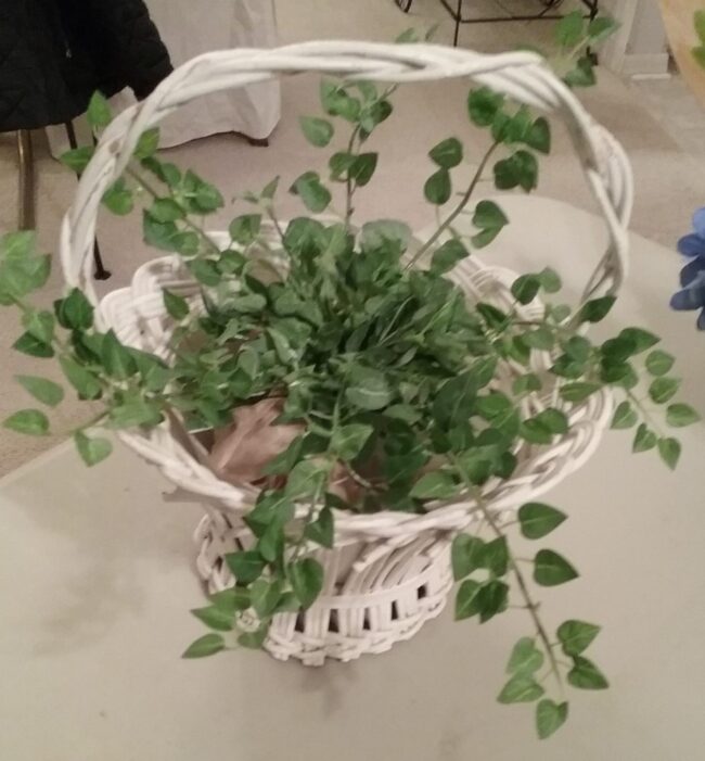 small white antique basket