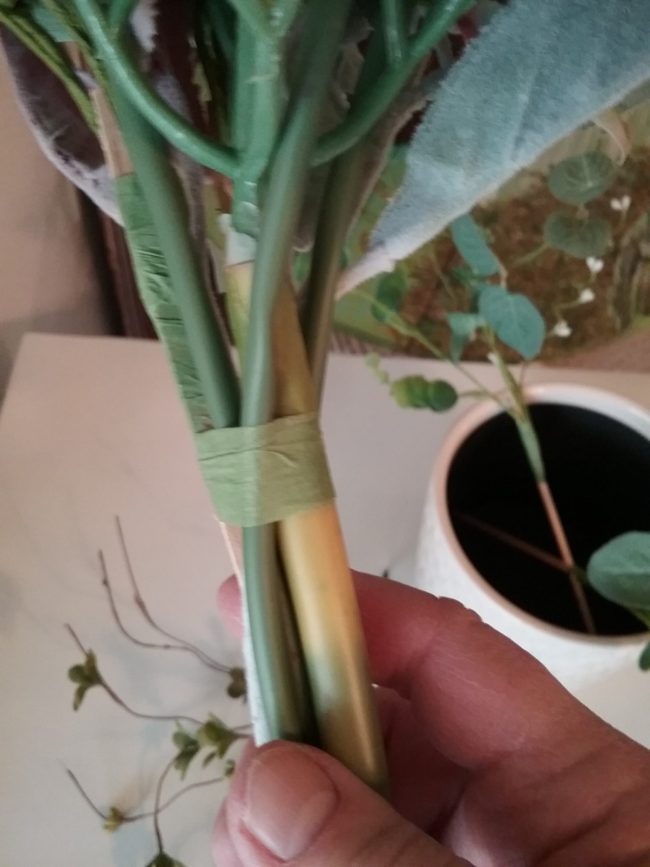 Taping the Stems of a hand tied bouquet