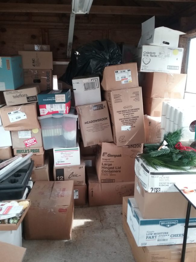 Stacks of Boxes with Flowershop Supplies