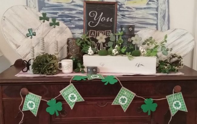 St Patrick's Day Vignette displayed on buffet