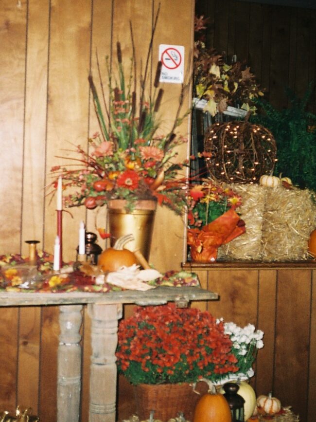 Fall Vignette with hay bales & mums