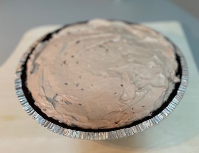 Oreo Cookie Crust filled with a no bake cheesecake