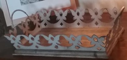 cream colored barn tin tray
