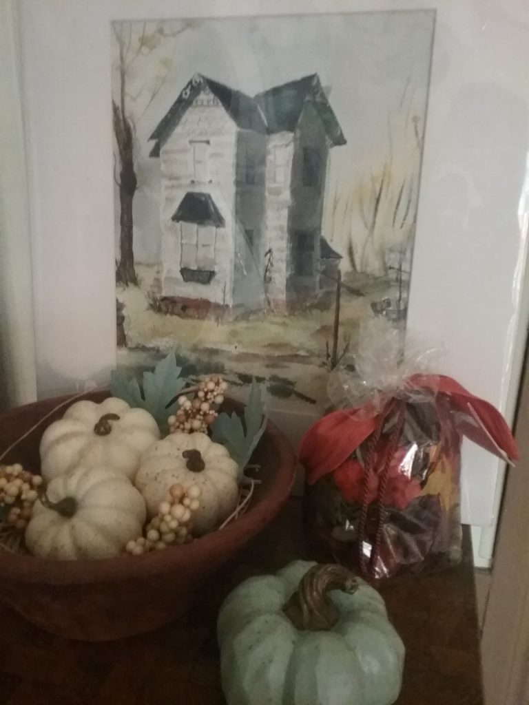 Fall Vignette with pumpkins