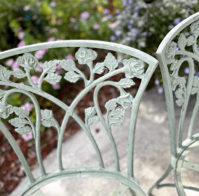 detail on vintage metal patio chair