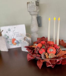 autumn wreath with battery candles