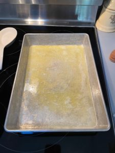 9 x 13 pan with melted butter