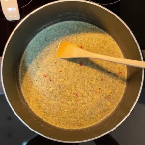 stockpot with water and soup mix
