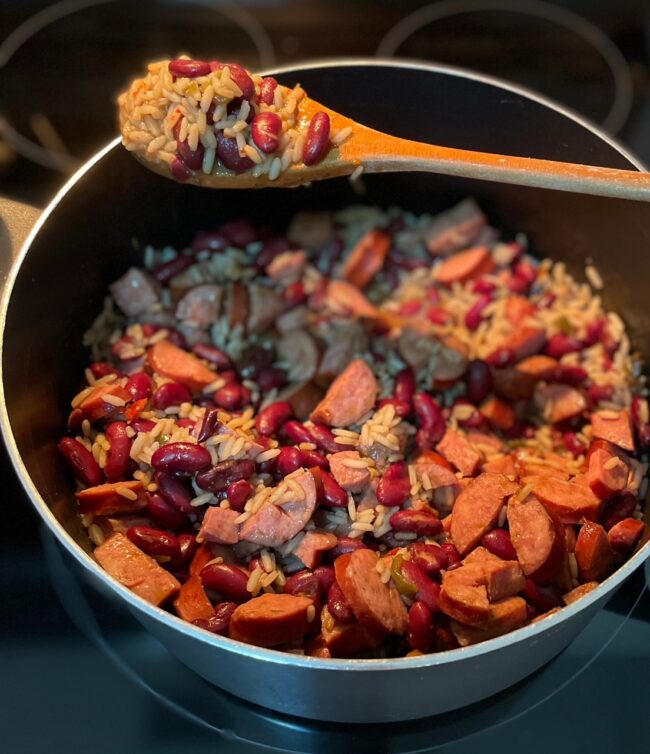 pot of Red Beans & Rice with Sausage