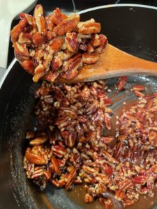 spiced sugar syrup coated pecans