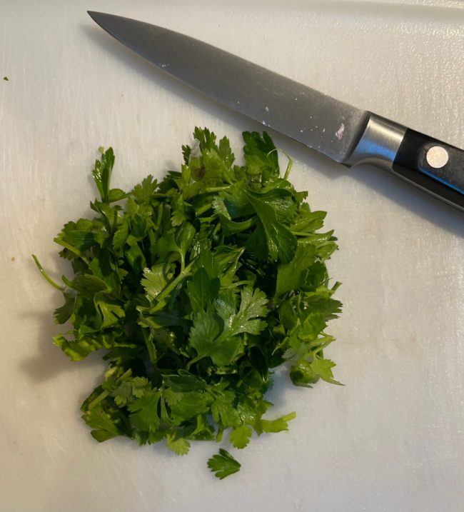 parsley & cilantro chopped together
