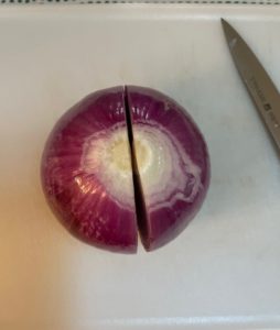 red onion ready to chop