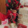 Valentine Vignette with red tulips