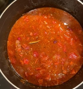 pot of chili ready to simmer