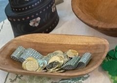 ribbon & coins for St Patrick's Day