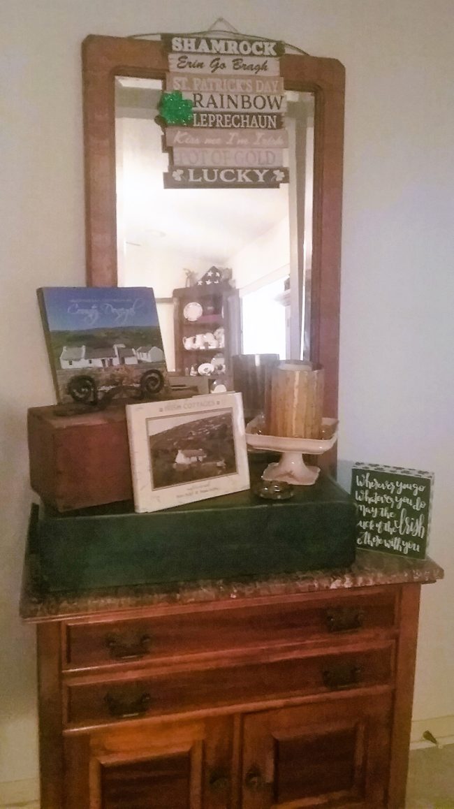 Entryway decorated for St Patrick's Day 2021