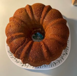 Orange Sunshine Cake fresh out of the Bundt Pan