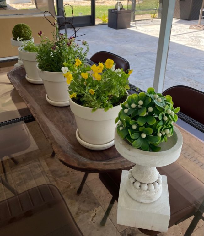 Yellow & Purple centerpiece for Early Spring