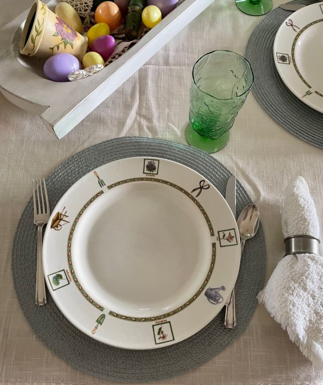 Spring themed garden style place setting