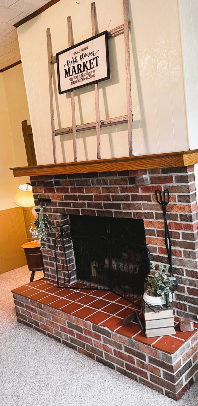 farmhouse fireplace ready to stage