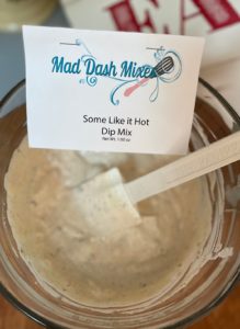 glass bowl with prepared Mad Dash Mixes Some Like it Hot dip