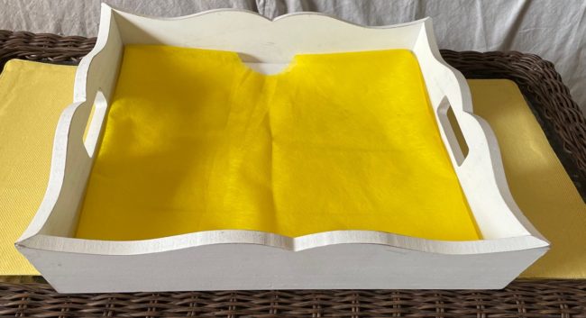 foarm board insert wrapped in yellow fabric