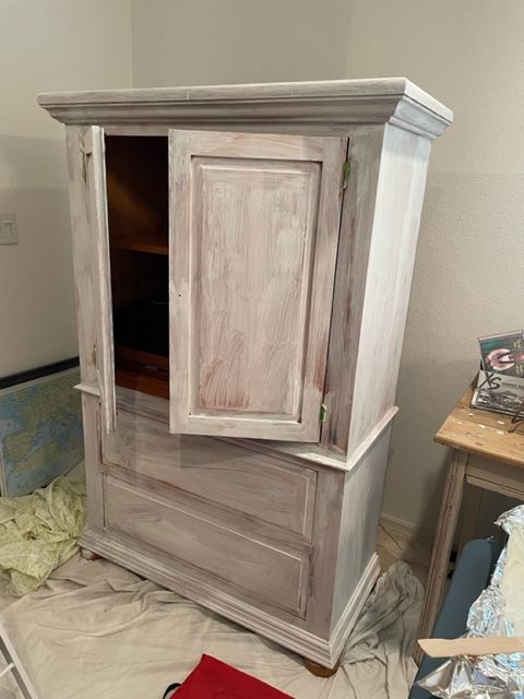 armoire with one coat Olde White Annie Sloan Chalk paint