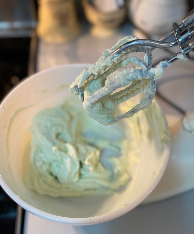 Mixing bowl with key lime cream cheese mix