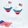flag decorated Jello salad in martini glasses