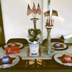 Red, white & blue rustic tablescape