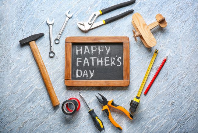 Happy Father's Day chalkboard & tools