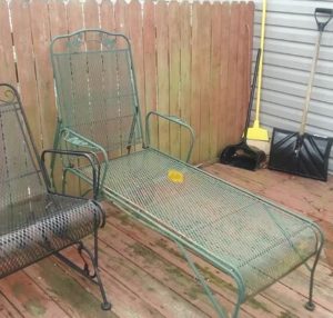 green wrought iron chaise