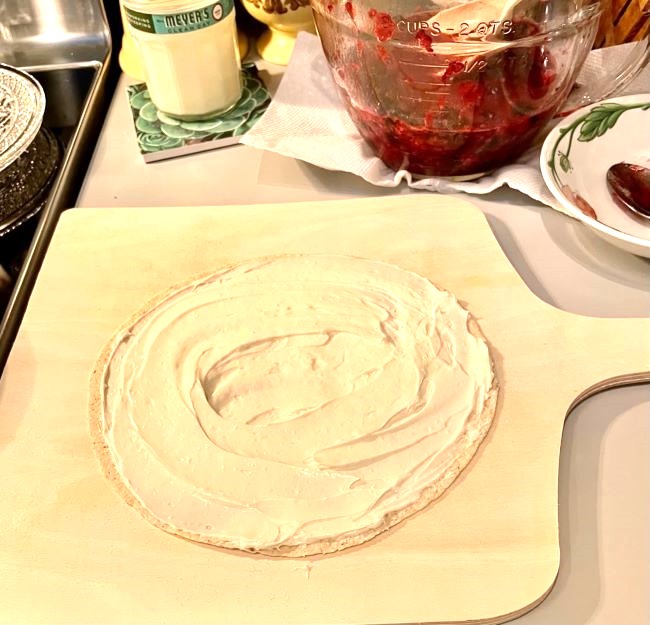 whole wheat tortilla spread with cheesecake filling