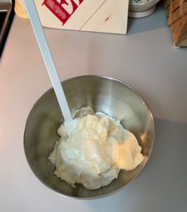mixing bowl with mayonnaise & sour cream