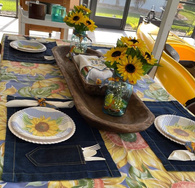 sideview of sunflower centerpiece