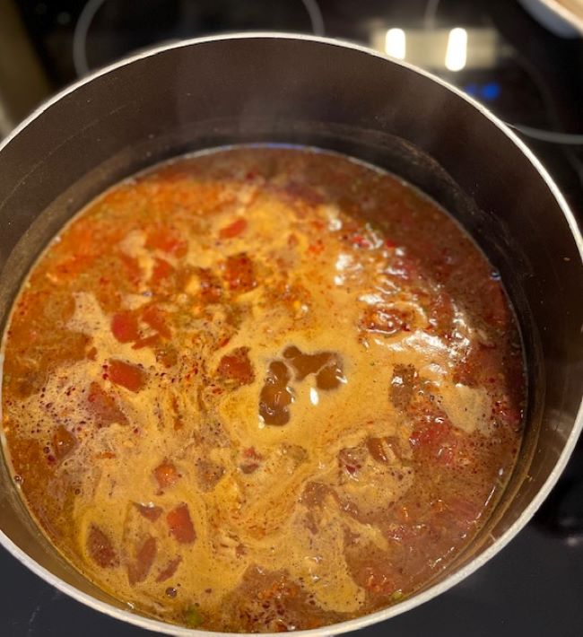 boiling pot of gumbo