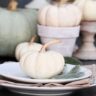 neutral place setting for Autumn with white dishes