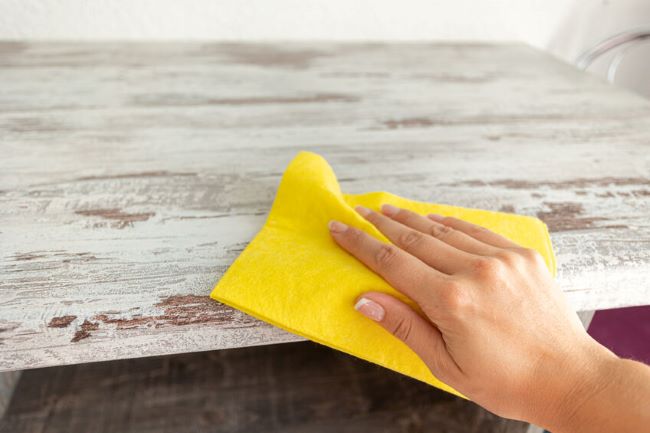 microfiber cloth used to remove dust from furniture