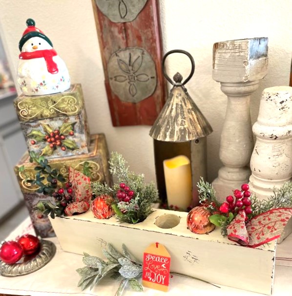Holiday display with a festive decorated sugar mold