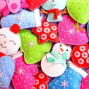 Brightly colored felt Christmas ornaments